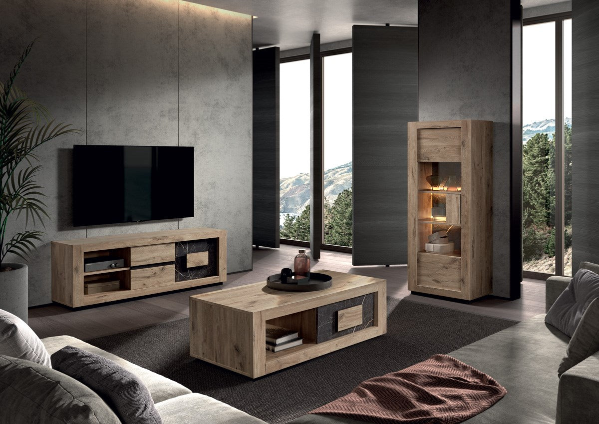 GBO - Salontafel Sacha – 130x65x45 cm – Canyon eiken & marmer
