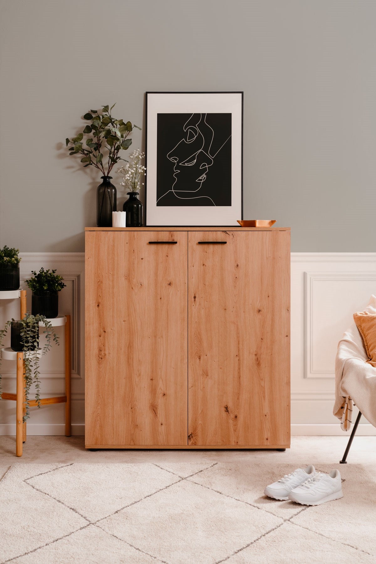 FIN - Schoenenkast Satos 02A - artisan eik - 100x110x33.8 cm