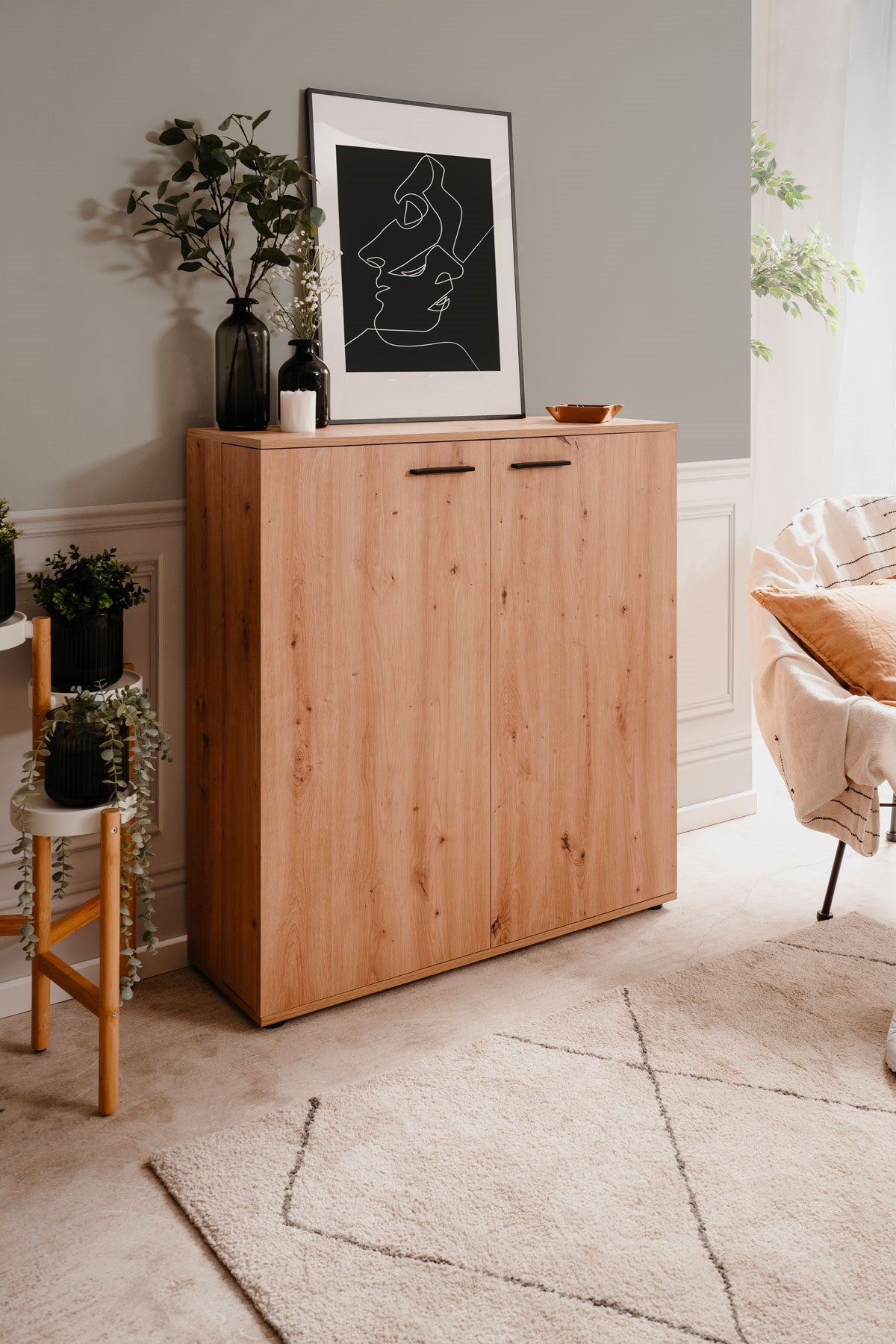 FIN - Schoenenkast Satos 02A - artisan eik - 100x110x33.8 cm