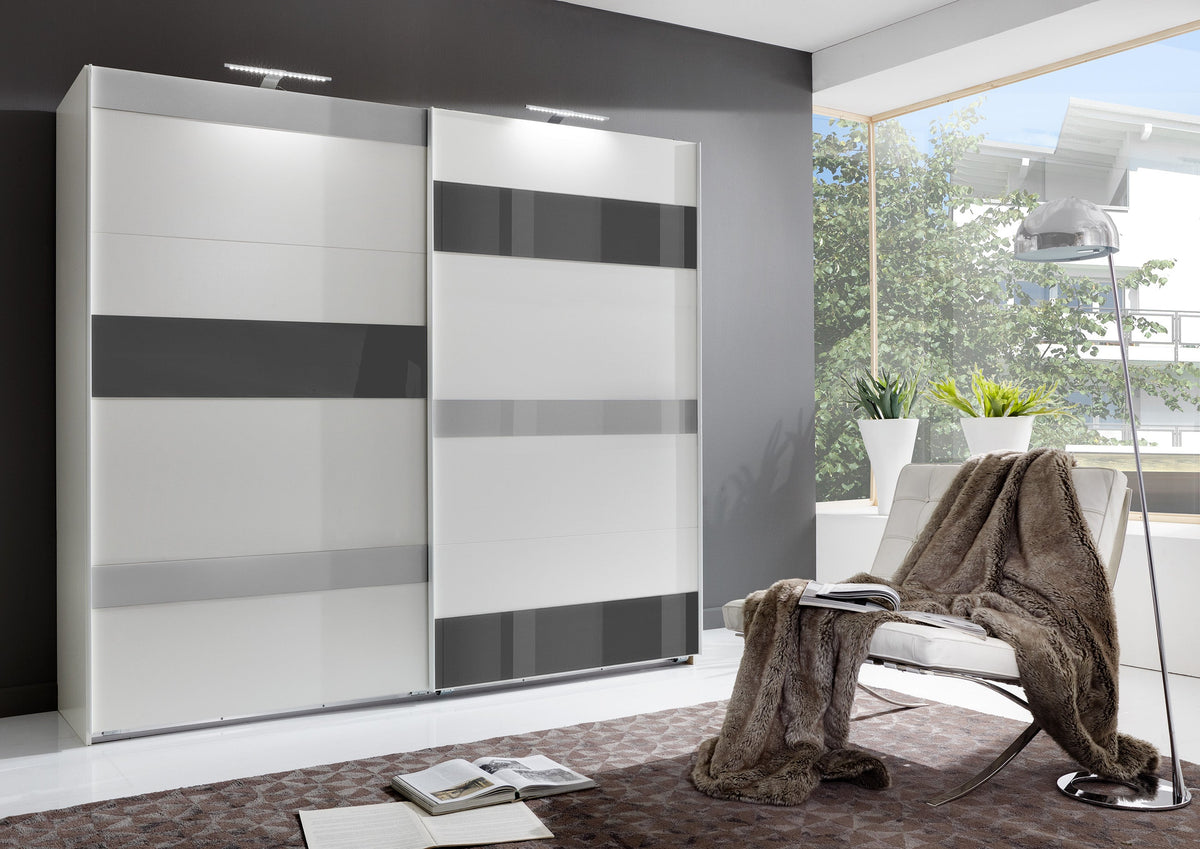 Wimex - Armoire Monaco - E04860 - Blanc/Gris - 180x208x65 cm