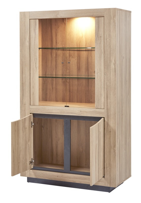 GBO - Glaskast Nelson - French oak - 108x181x48 cm