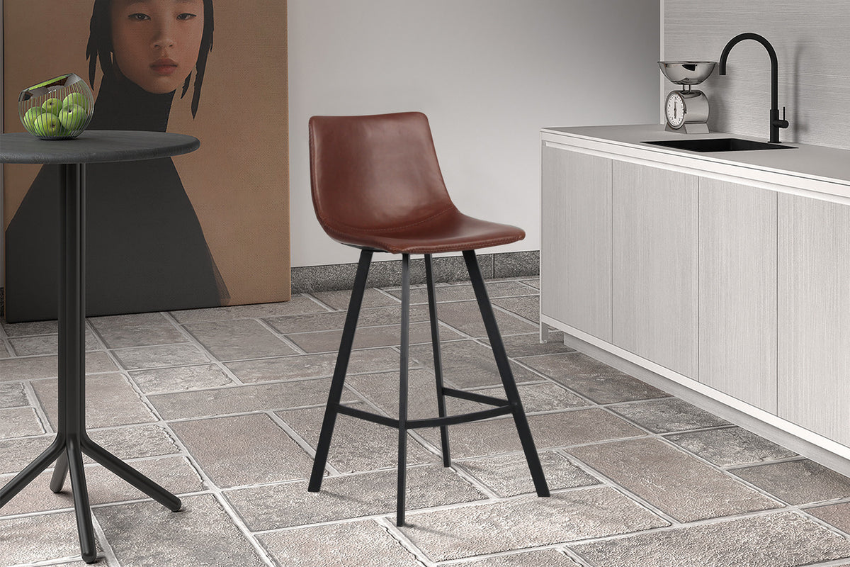 Rousseau - Barstoel Ozan PU Bruin - 98x45x49 cm