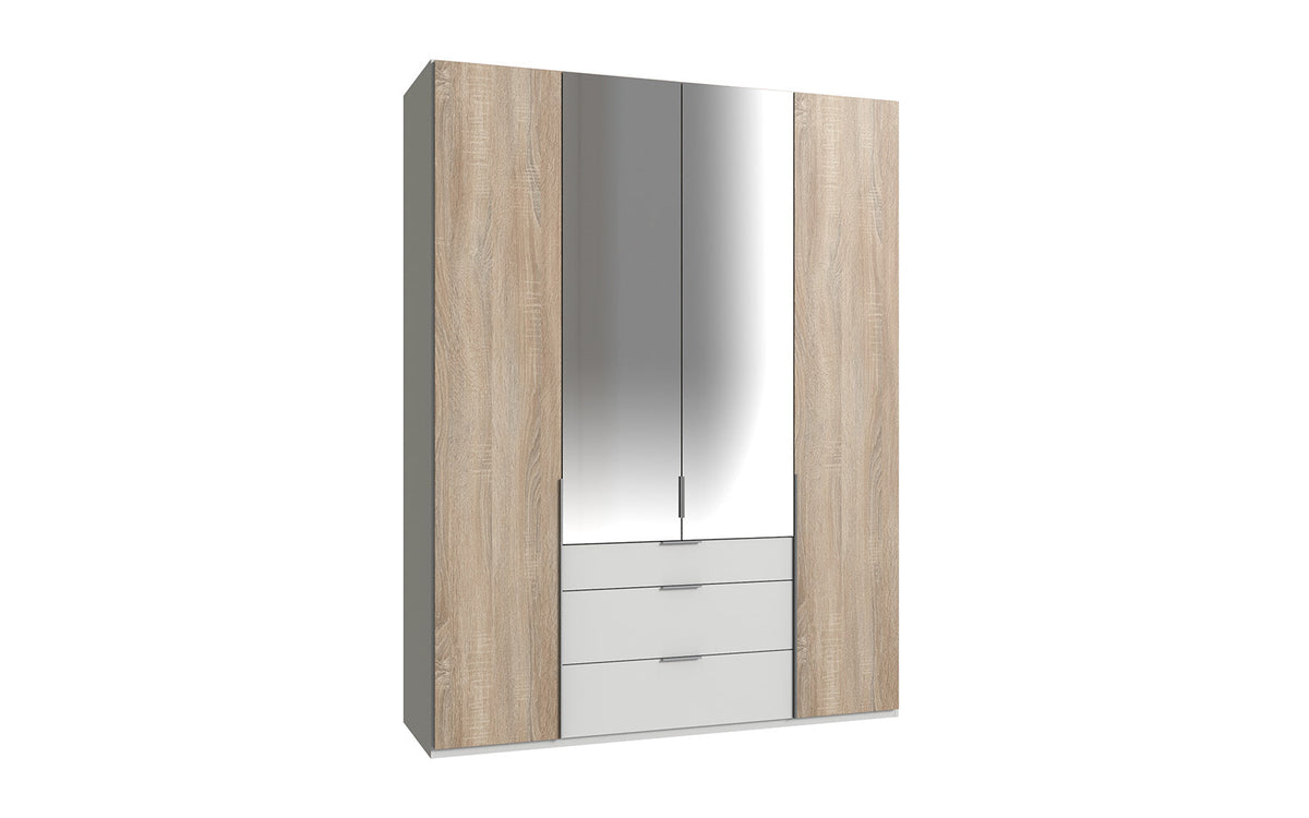 Wimex - Armoire New York A - P02505 - Chêne brut/Blanc - 180x208x58cm