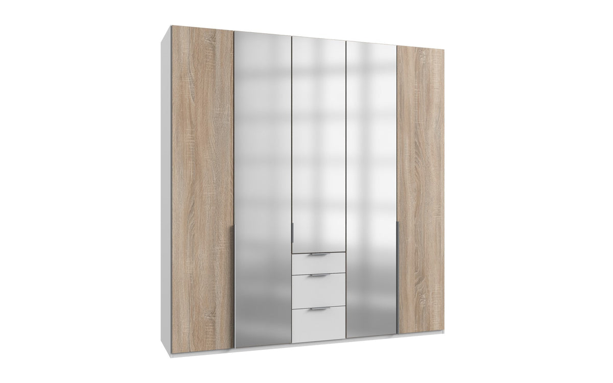 Wimex - Armoire New York A - P02415 - Chêne brut/Blanc - 225x236x58cm