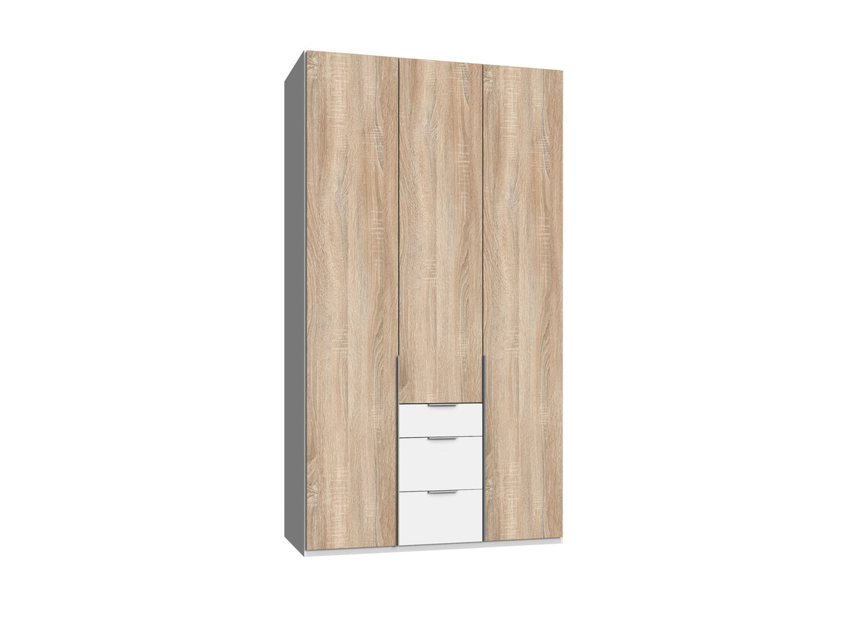 Wimex - Armoire New York A - P02417 - Chêne brut/Blanc - 135x236x58cm