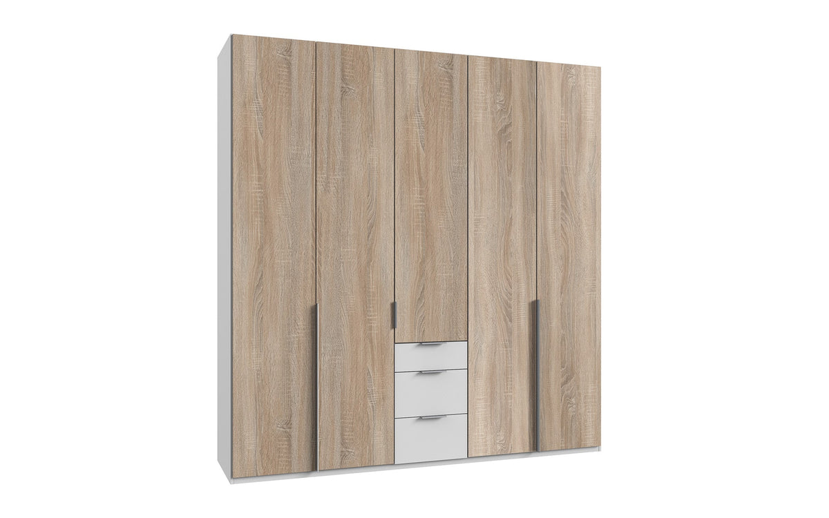 Wimex - Armoire New York A - P02419 - Chêne brut/Blanc - 225 x 236 x 58 cm