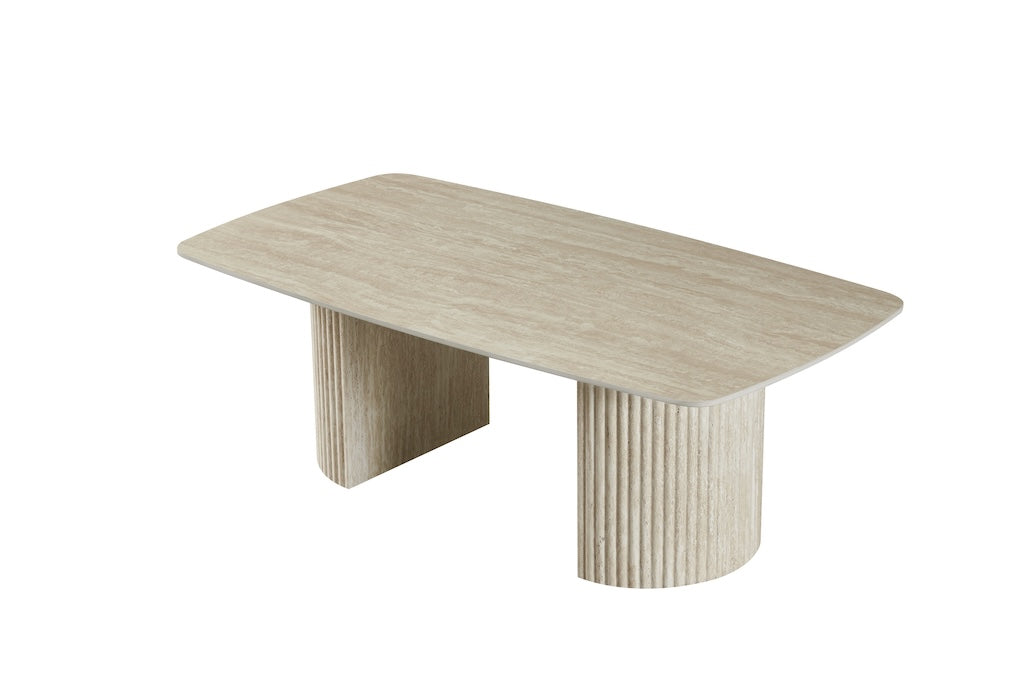 TYC - Table basse en travertin - Plateau de 12 mm - Céramique - 130x45x70cm