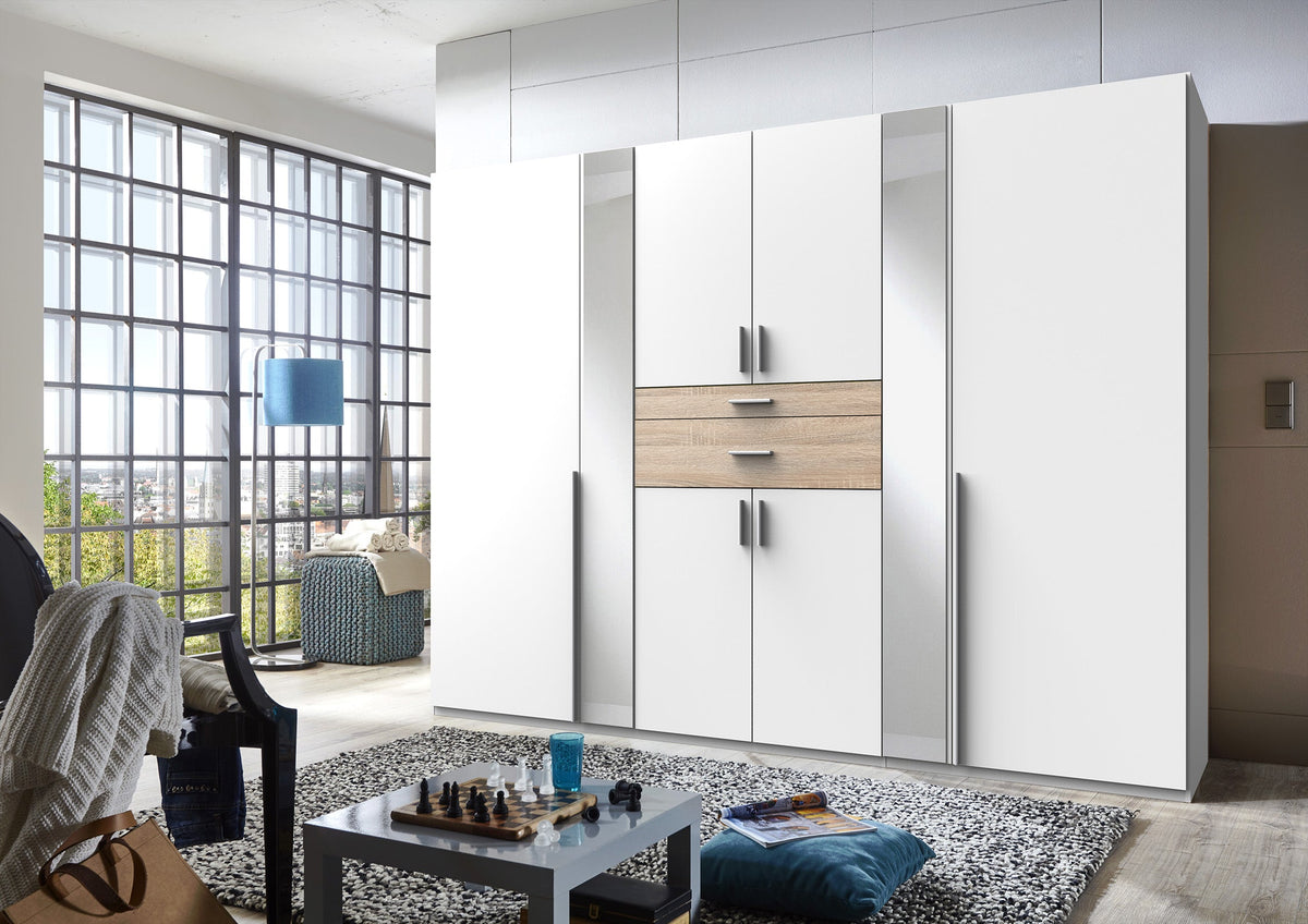 Wimex - Kleerkast Odessa - D98245 - Wit/Ruwe Eik - 270x208x58cm