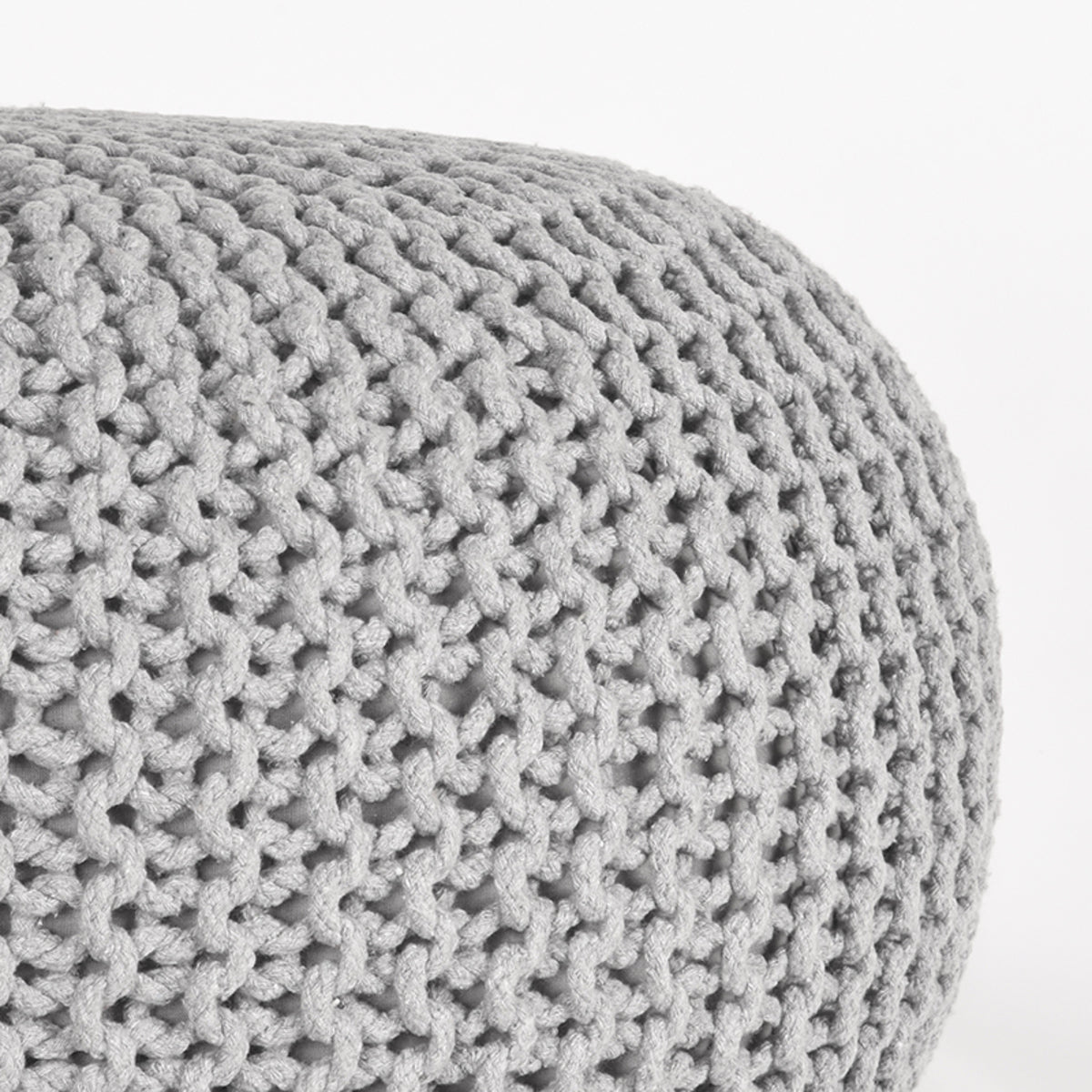LABEL51 Pouf tricoté - Gris clair - Coton - L