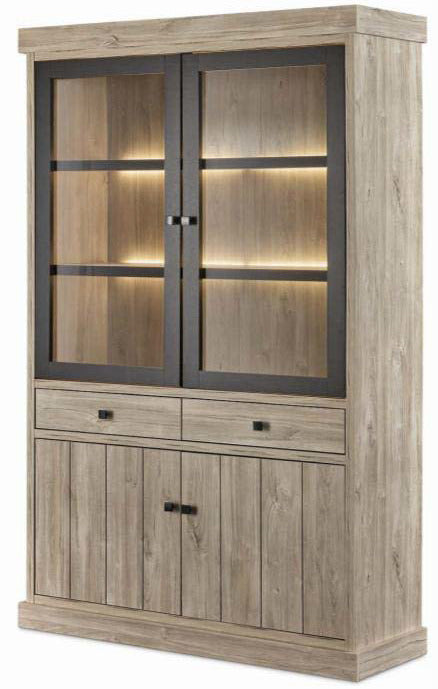 GBO - Glaskast Troy – 125x213x42 cm - Beach Oak