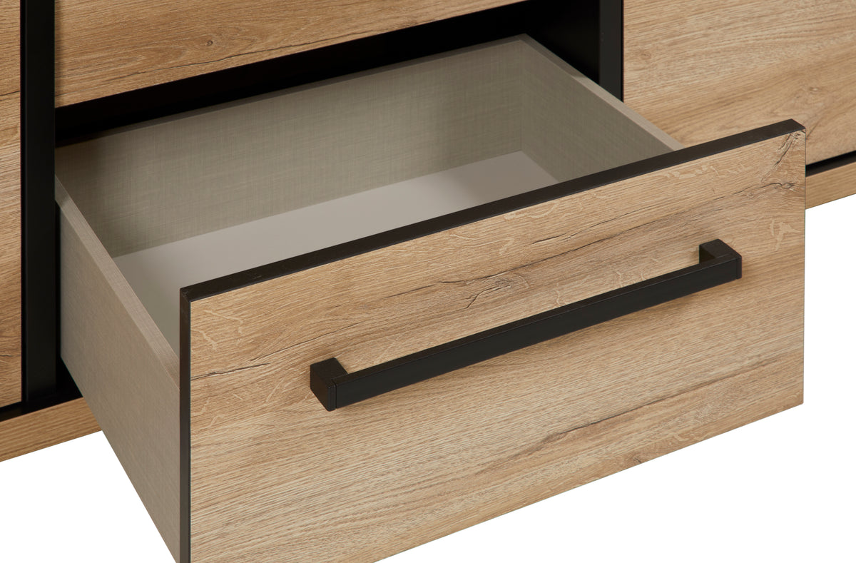 GBO - Dressoir Rico – Melamine, Arizona oak + nero - 241x90x48