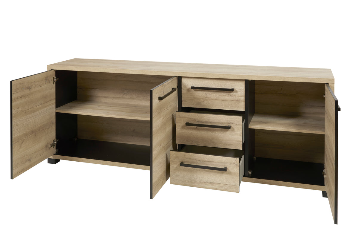 GBO - Dressoir Rico – Melamine, Arizona oak + nero - 241x90x48
