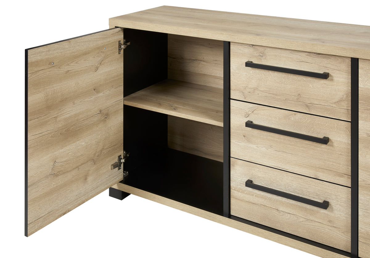 GBO - Dressoir Rico – Melamine, Arizona oak + nero - 241x90x48