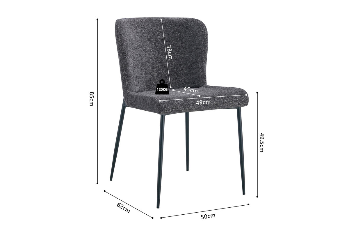 Rousseau - Chaise Lisa - Tissu Gris Foncé - 85x50x62 cm