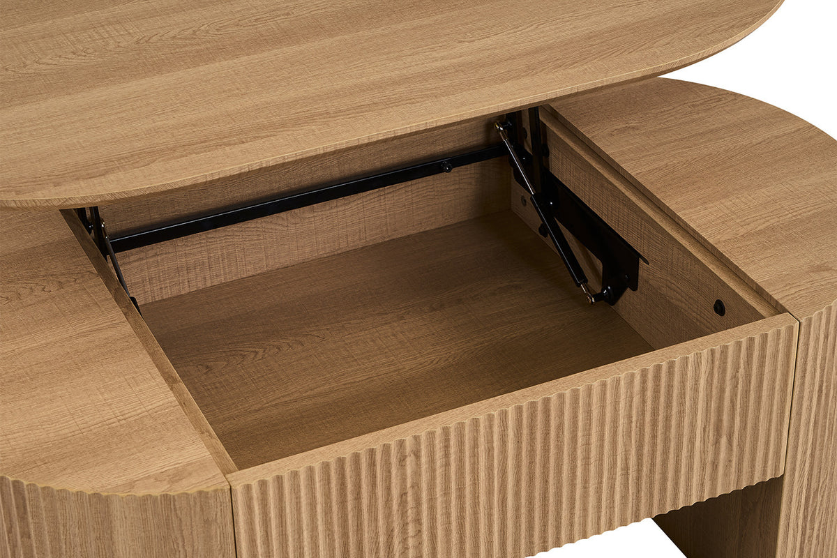 Rousseau - Table basse Lagos - Plateau relevable, décor chêne naturel - 45/62 x 120 x 70 cm