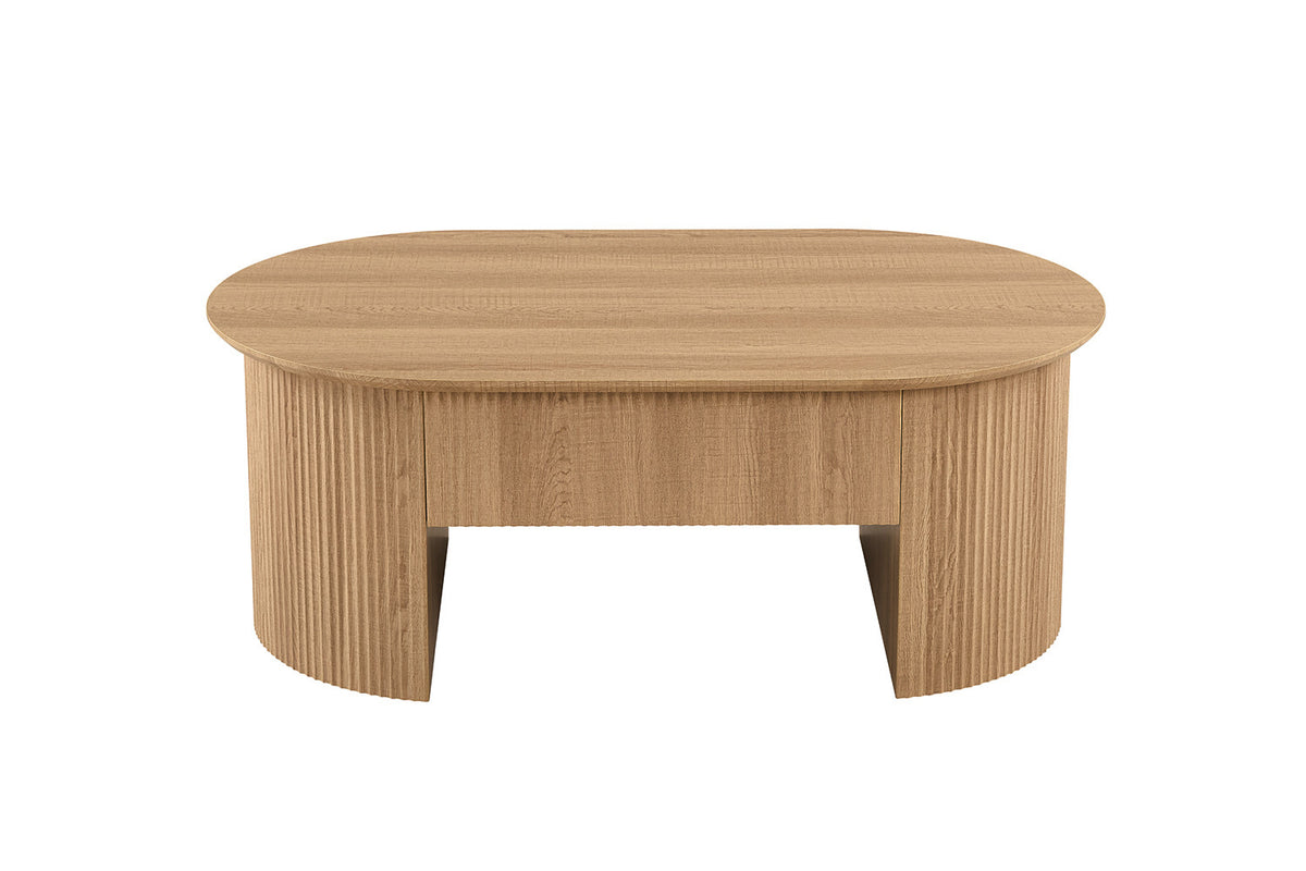 Rousseau - Table basse Lagos - Plateau relevable, décor chêne naturel - 45/62 x 120 x 70 cm