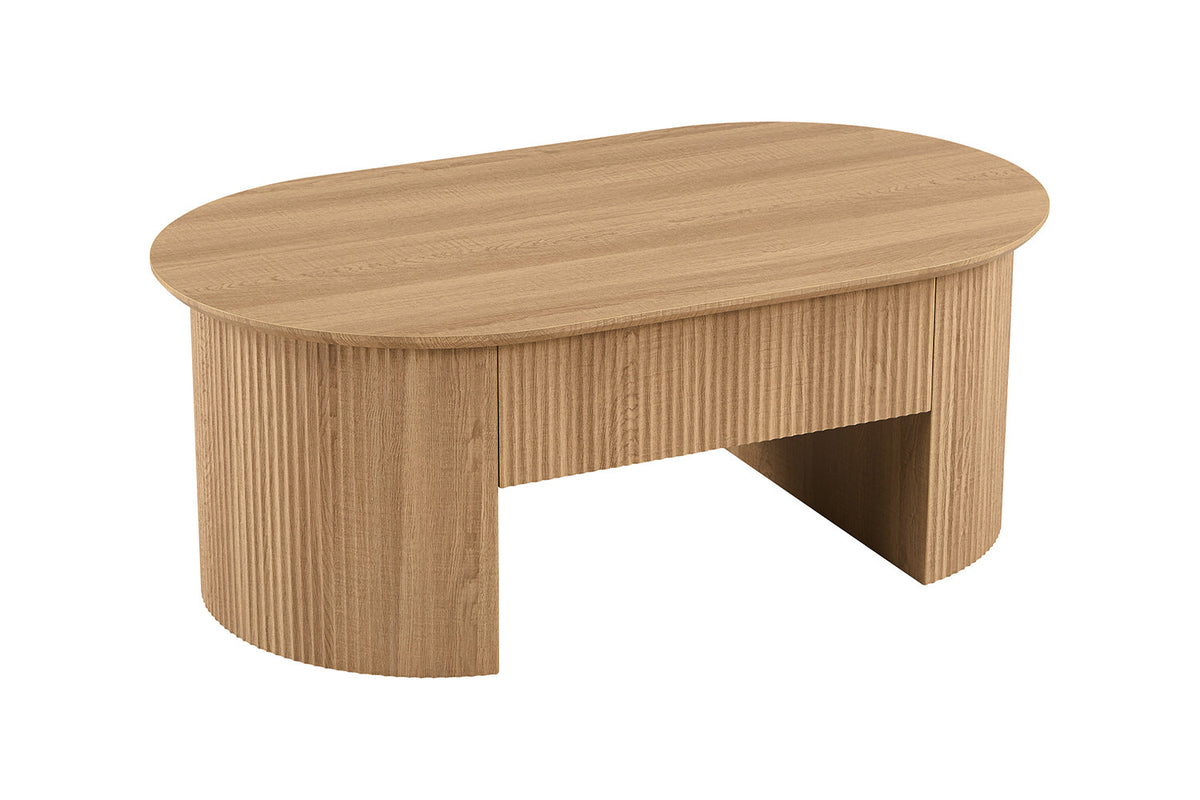 Rousseau - Table basse Lagos - Plateau relevable, décor chêne naturel - 45/62 x 120 x 70 cm