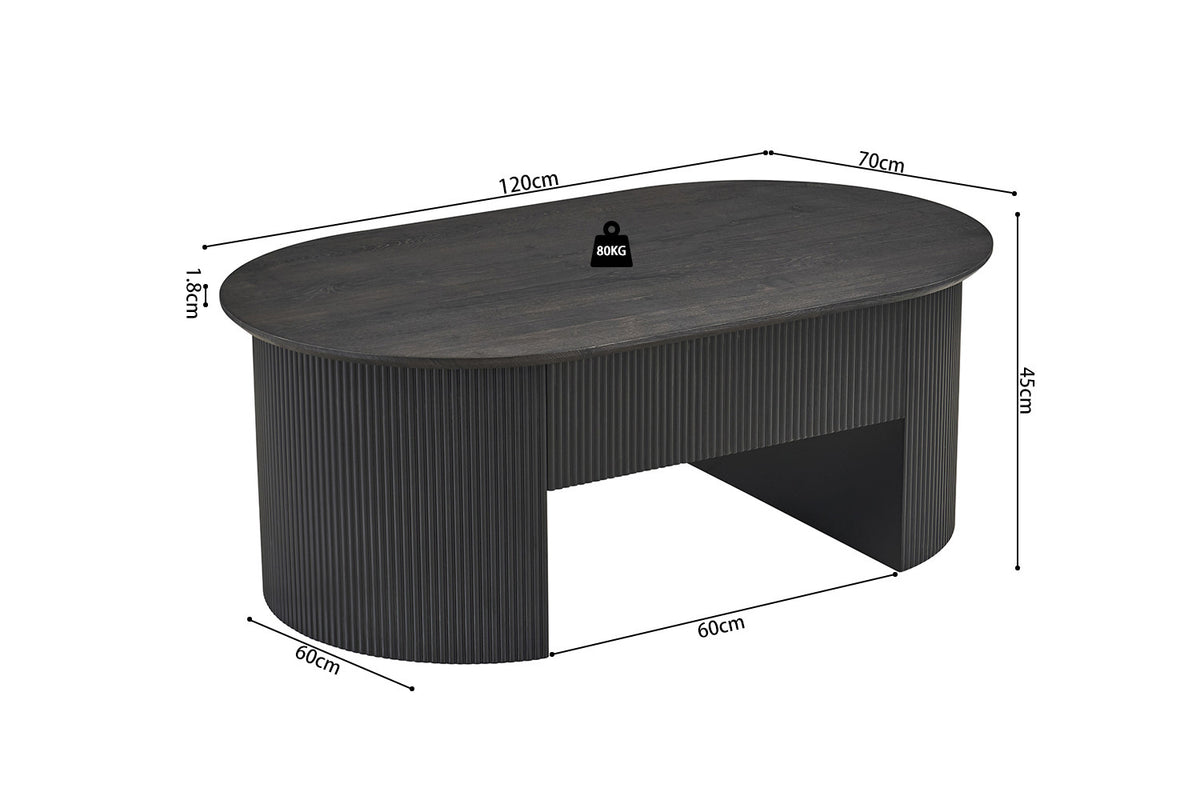 Rousseau - Salontafel Lagos - Lift-top Decor Donkerbruin - 45/62x120x70 cm