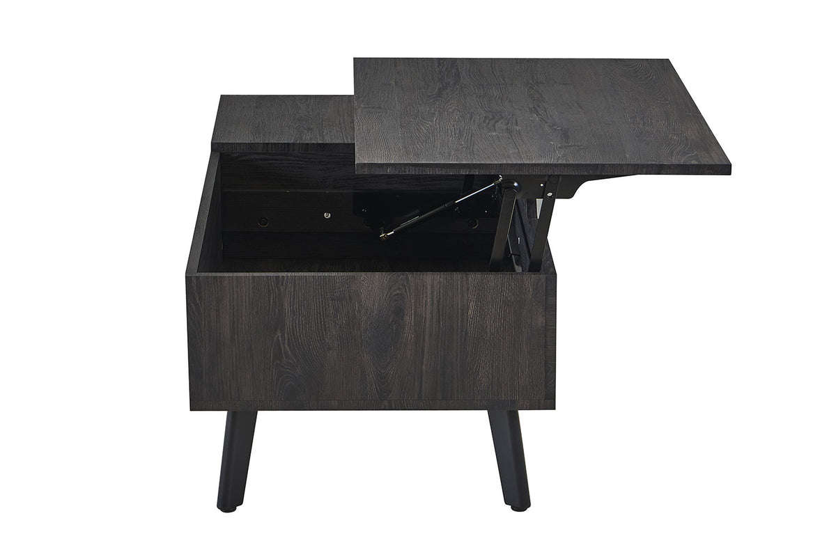 Rousseau - Table basse Justine - Plateau pliant, décor marron foncé - 45/62 x 120 x 60 cm