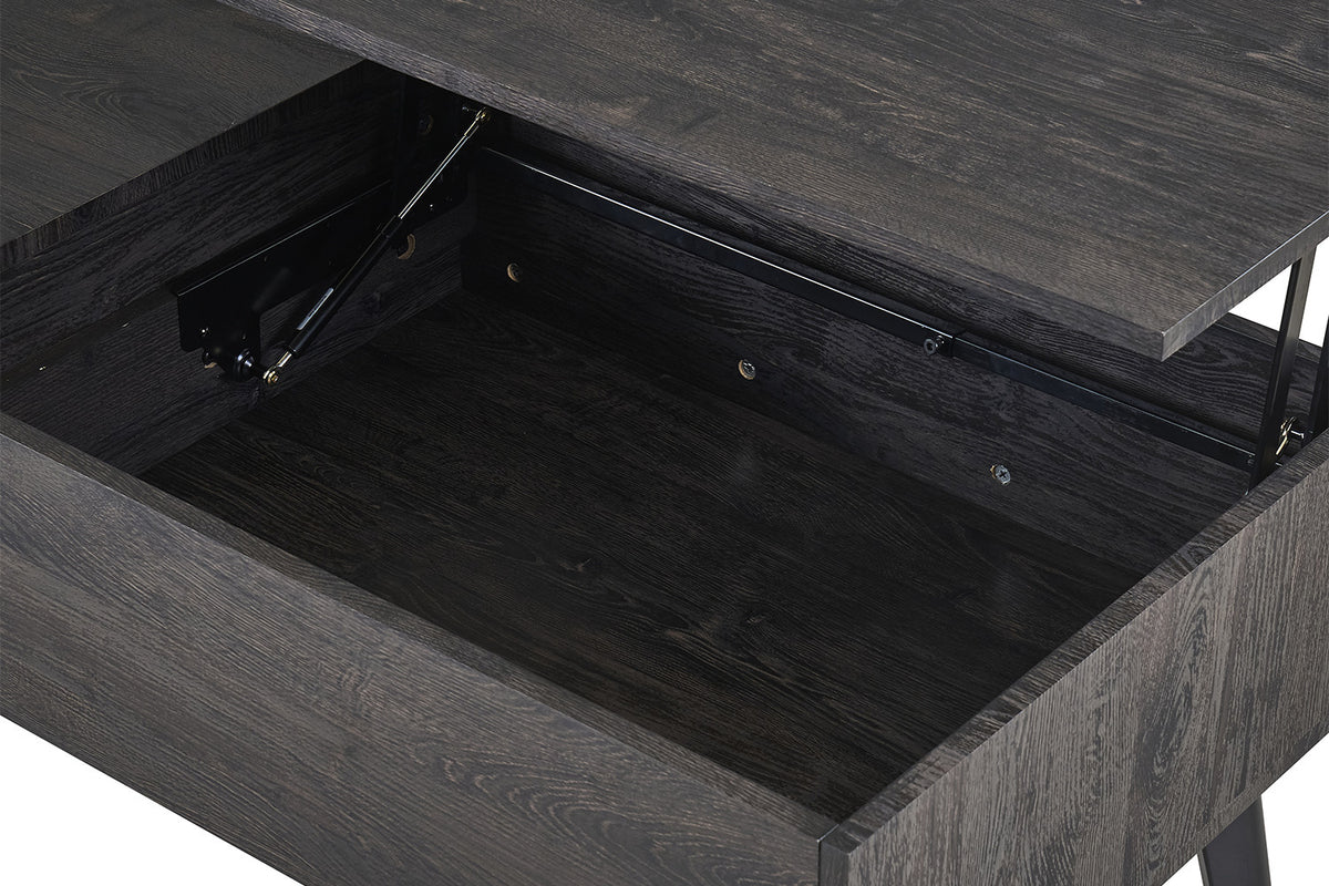 Rousseau - Table basse Justine - Plateau pliant, décor marron foncé - 45/62 x 120 x 60 cm