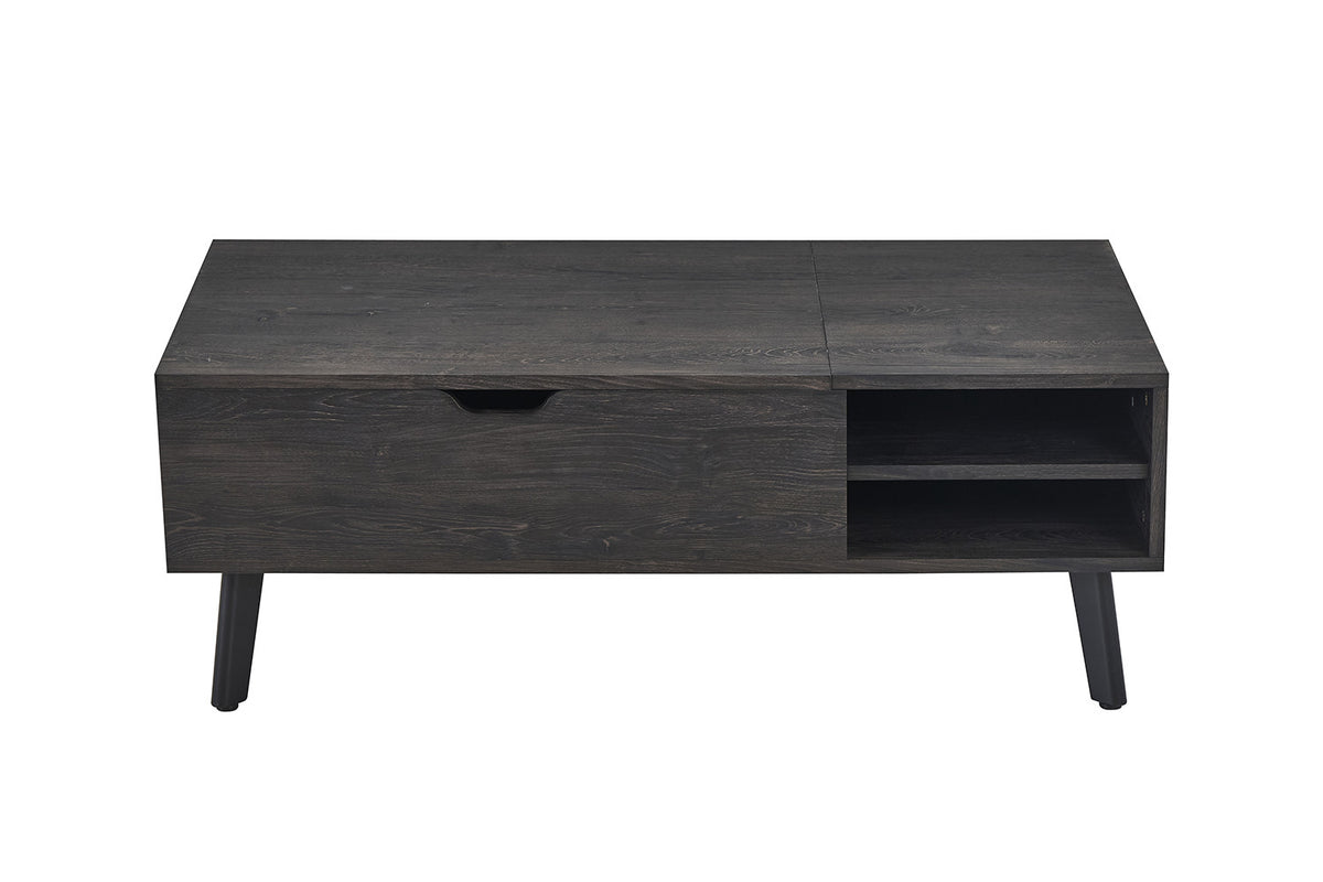 Rousseau - Table basse Justine - Plateau pliant, décor marron foncé - 45/62 x 120 x 60 cm