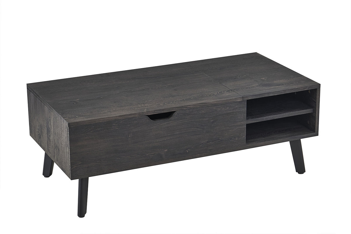 Rousseau - Table basse Justine - Plateau pliant, décor marron foncé - 45/62 x 120 x 60 cm