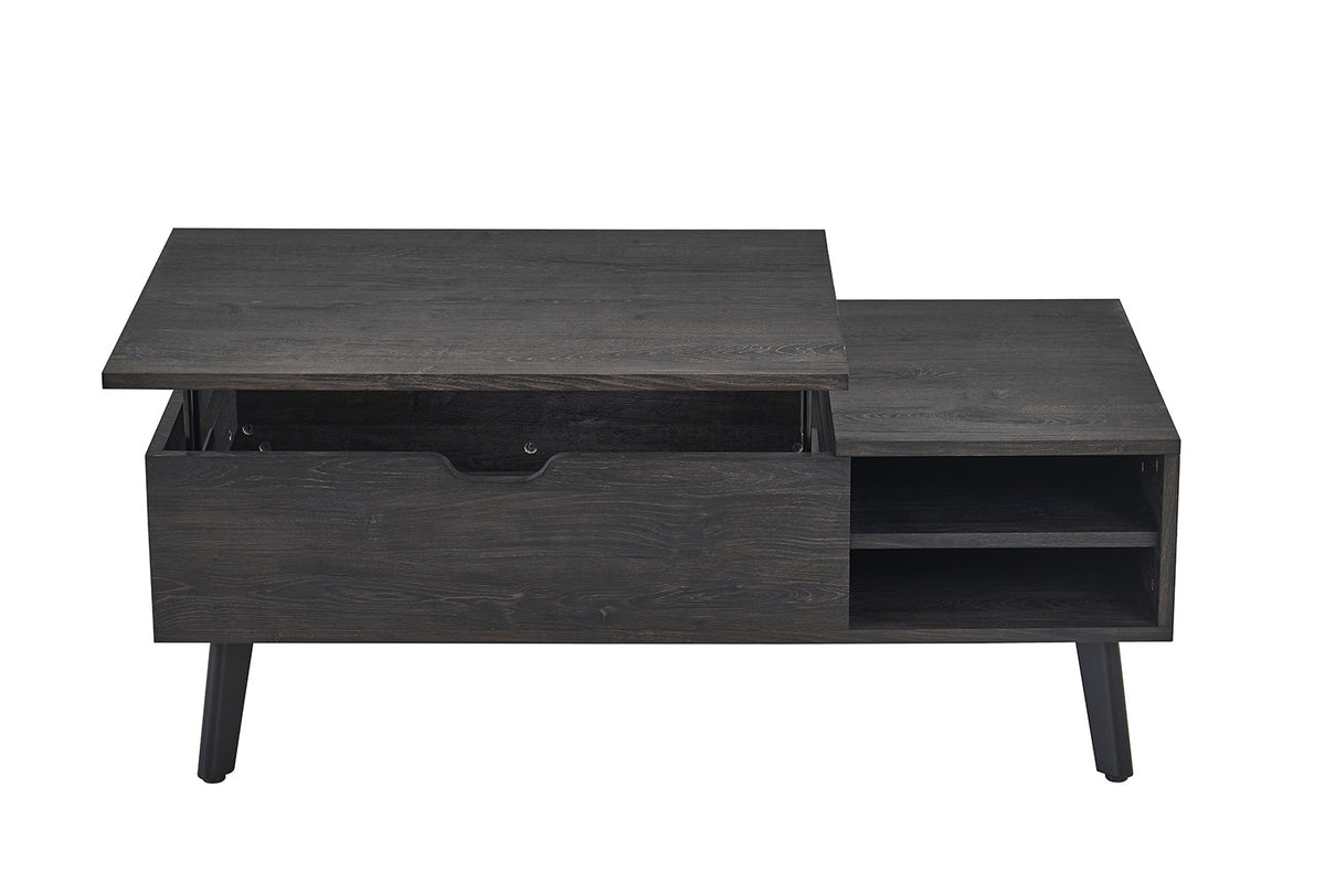 Rousseau - Table basse Justine - Plateau pliant, décor marron foncé - 45/62 x 120 x 60 cm