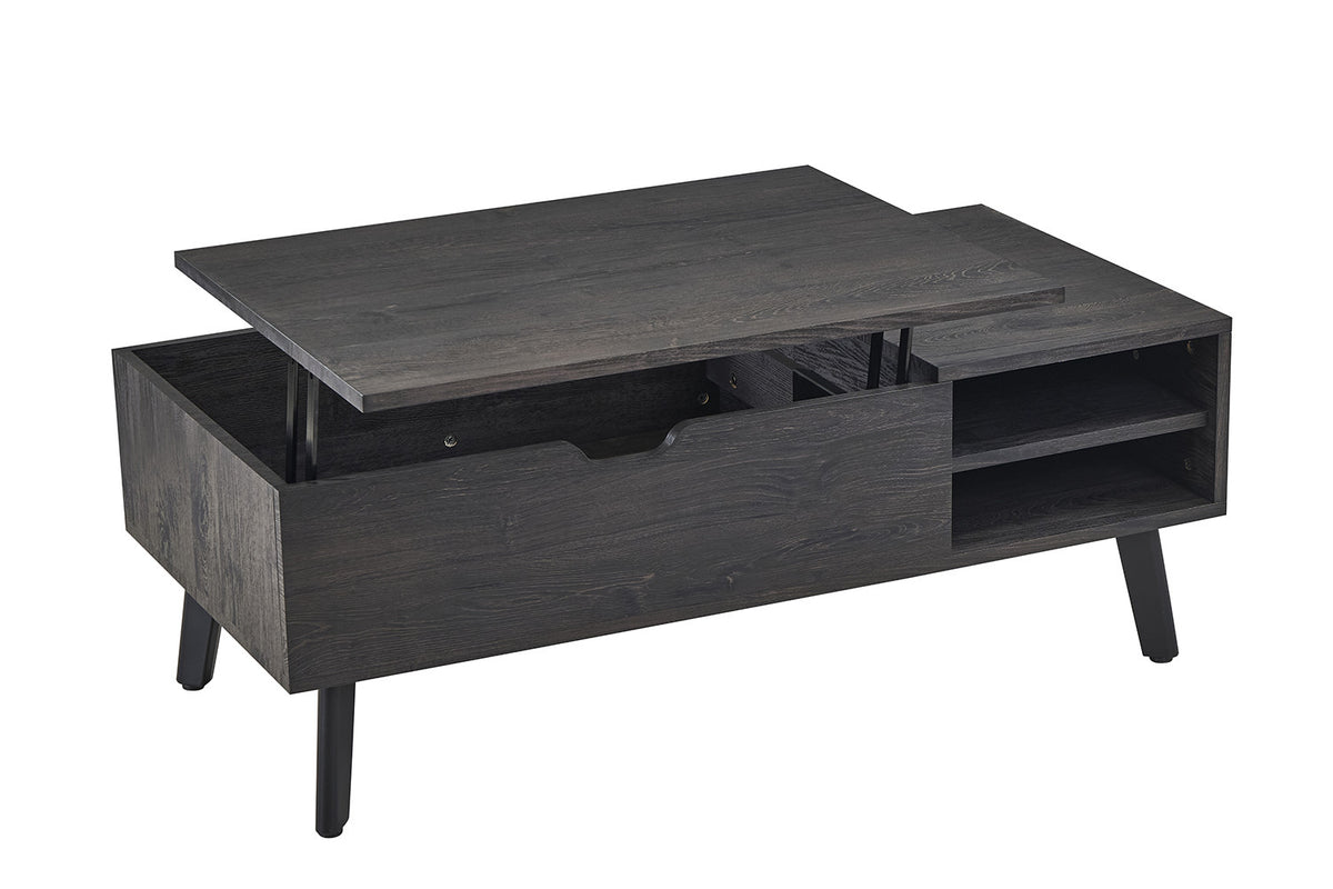 Rousseau - Table basse Justine - Plateau pliant, décor marron foncé - 45/62 x 120 x 60 cm
