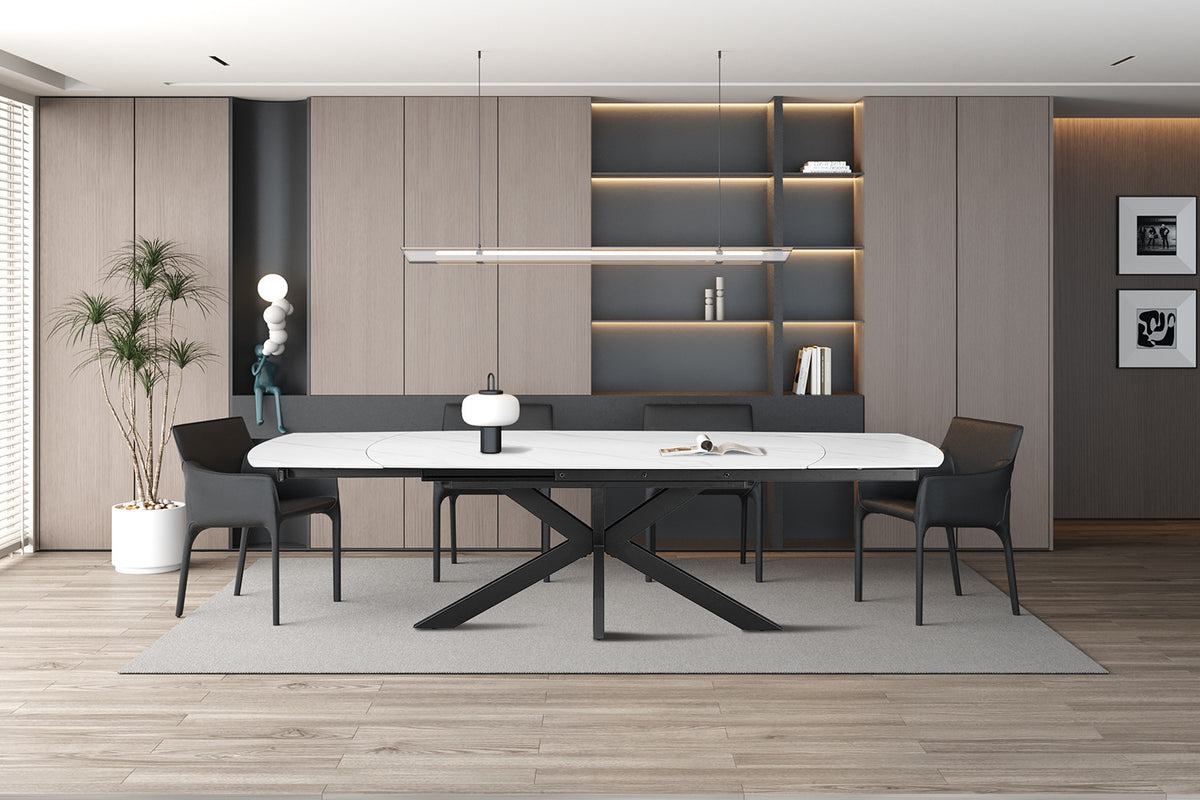 Rousseau - Uitschuifbare tafel Ares - Ovaal -  Steen Wit -  160-240 cm
