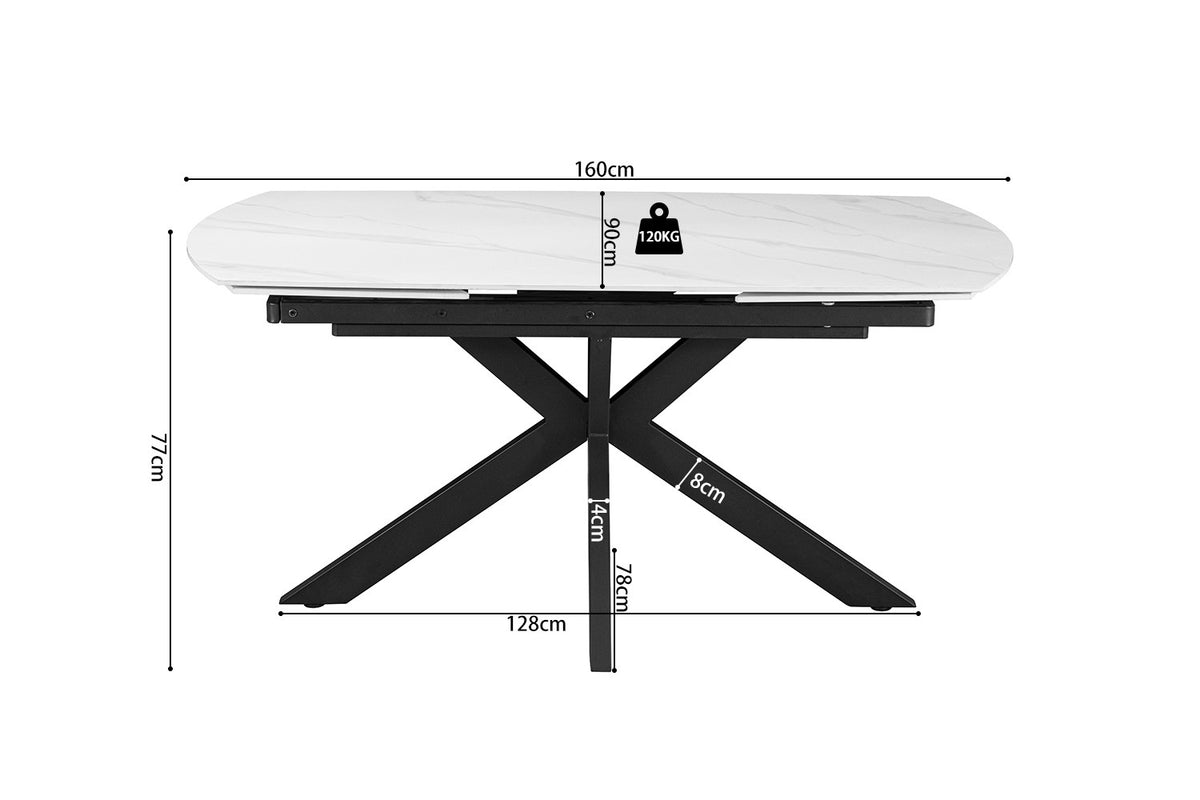 Rousseau - Table extensible Ares - Ovale - Blanc Pierre - 160-240 cm