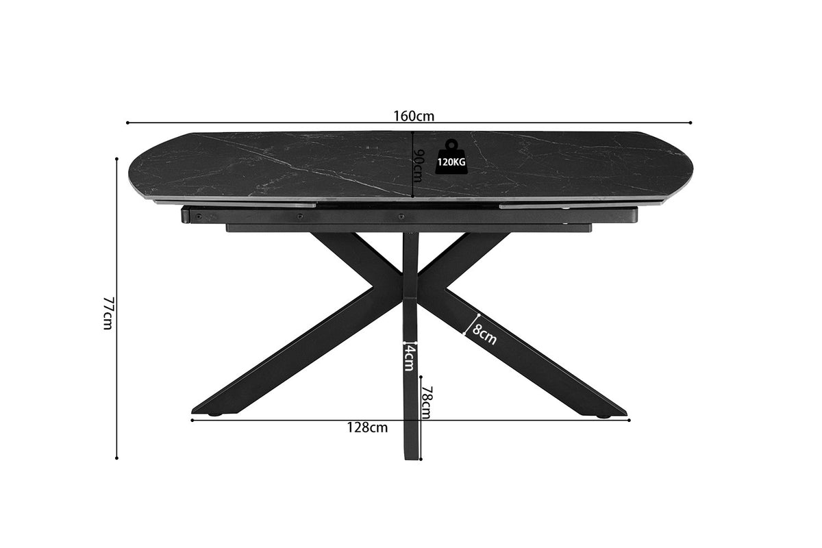 Rousseau - Uitschuifbare tafel Ares - Ovaal -  Steen Zwart - 160-240 cm