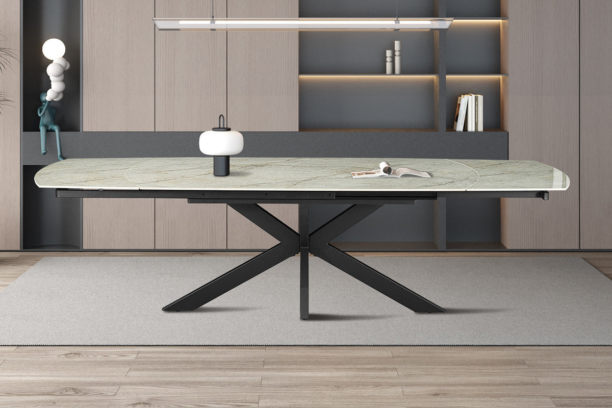Rousseau - Uitschuifbare tafel Ares - Glanzend Steen Beige - 160-240 cm