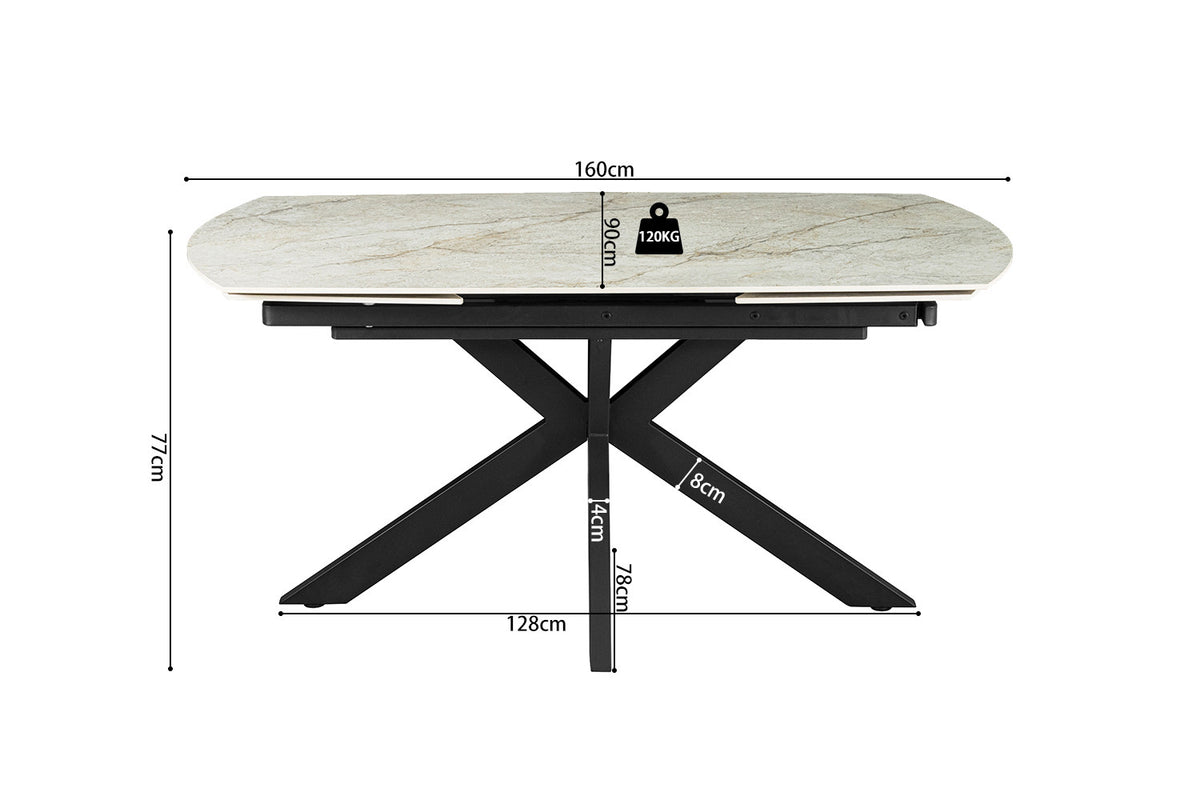 Rousseau - Uitschuifbare tafel Ares - Glanzend Steen Beige - 160-240 cm