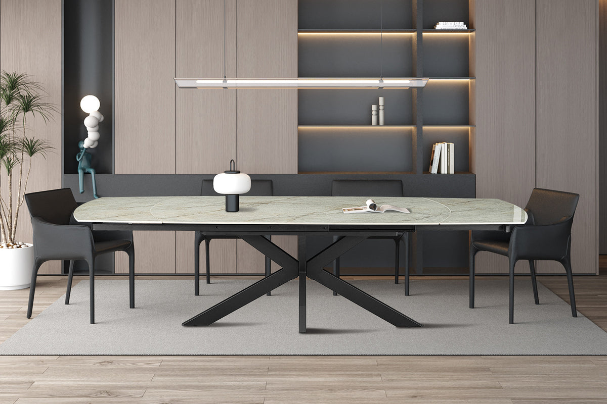 Rousseau - Uitschuifbare tafel Ares - Glanzend Steen Beige - 160-240 cm