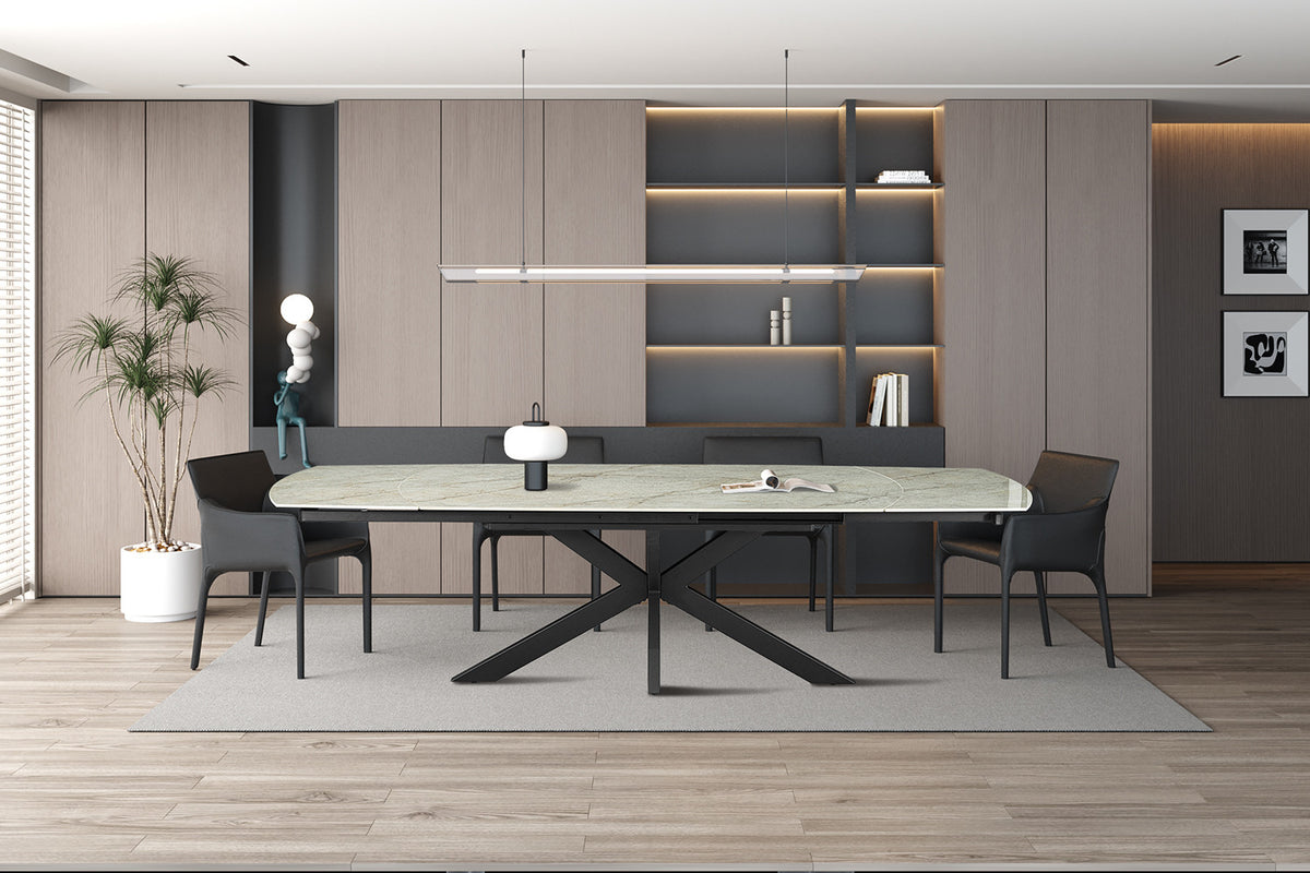Rousseau - Uitschuifbare tafel Ares - Glanzend Steen Beige - 160-240 cm