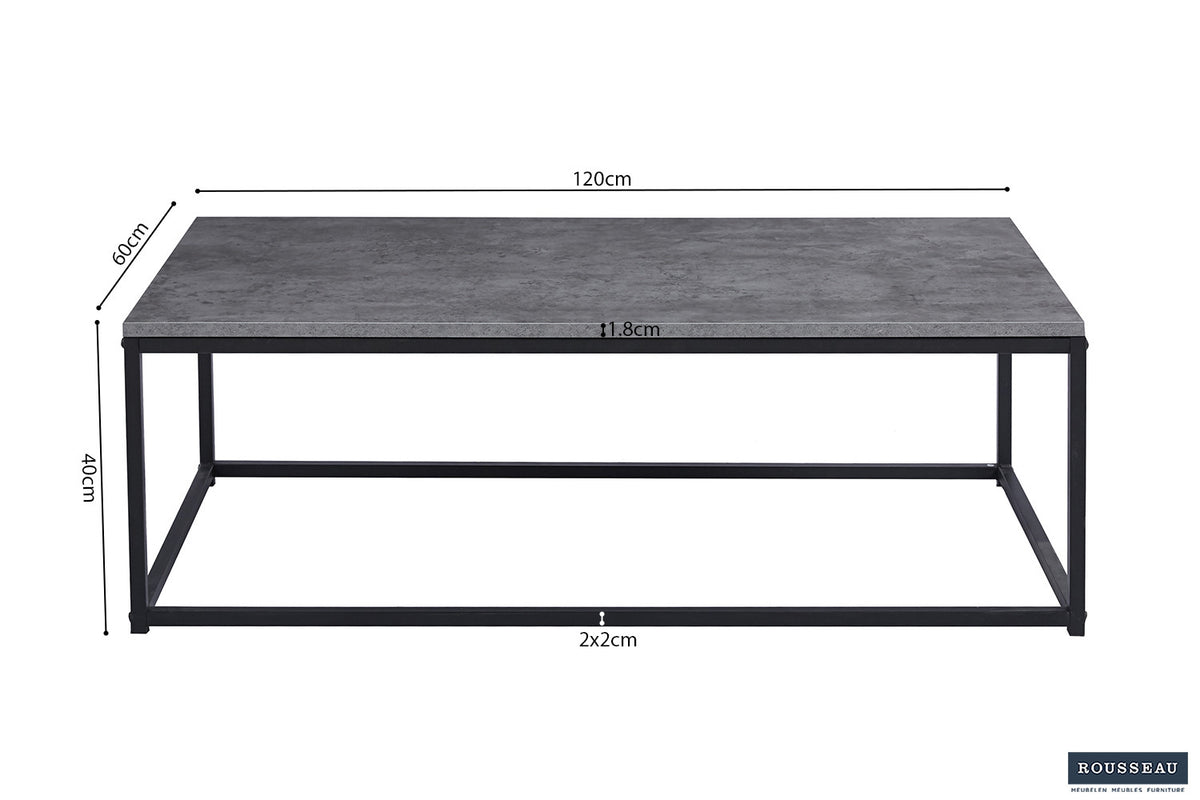 Rousseau - Salontafel Dallas Decor Steen Grijs - 40x120x60 cm