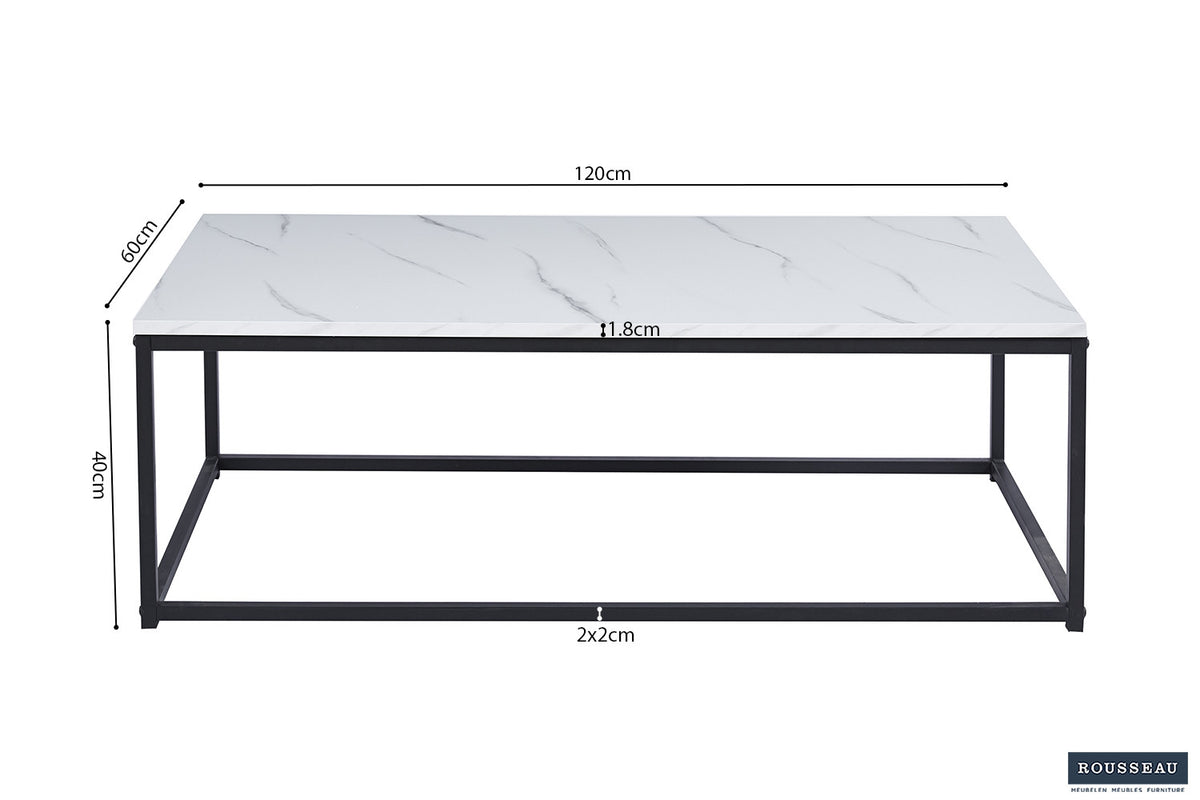 Rousseau - Salontafel Dallas Decor Marmer Wit - 40x120x60 cm