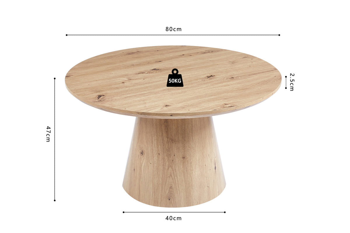 Rousseau - Table basse Lukas 80 cm Décor Vieux chêne - 45x80x80 cm