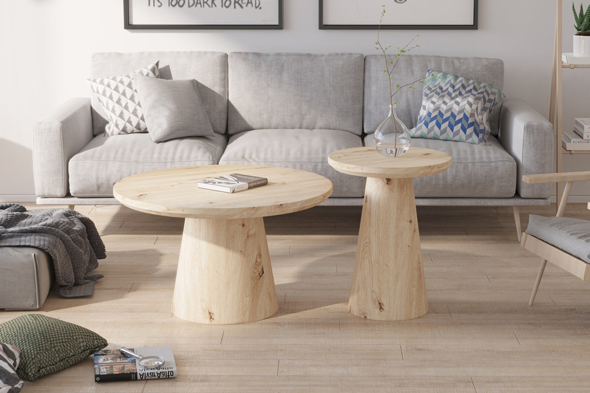 Rousseau - Table basse Lukas 80 cm Décor Vieux chêne - 45x80x80 cm