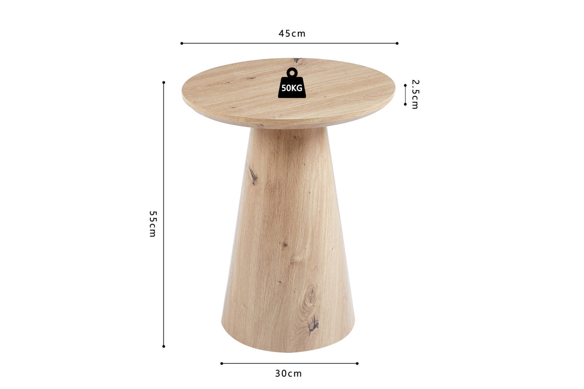 Rousseau - Table basse Lukas 45 cm Décor Vieux chêne - 55x45x45 cm