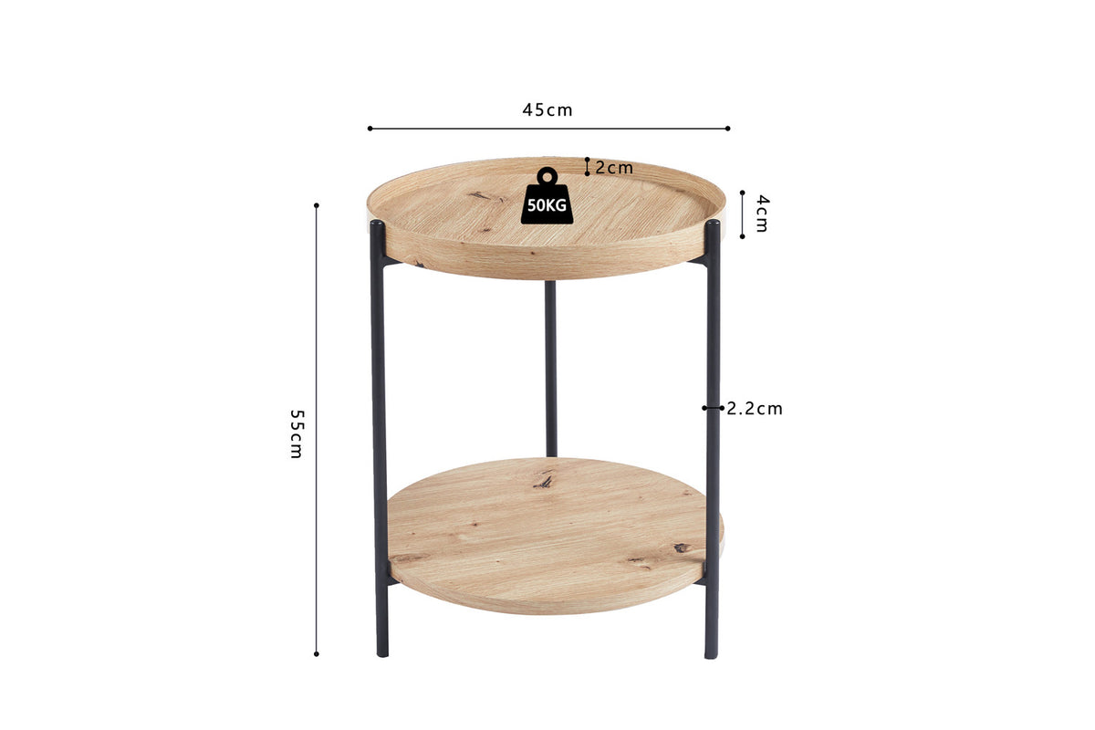 Rousseau - Salontafel Dalina 45 cm Decor Oude eik - 55x45x45 cm
