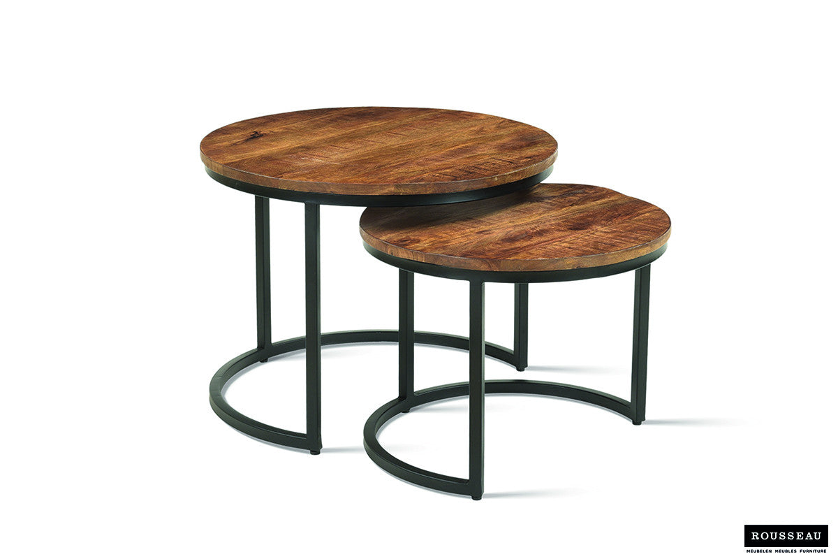 Rousseau - Table basse Goja 2 pièces en manguier - 38x50x50cm