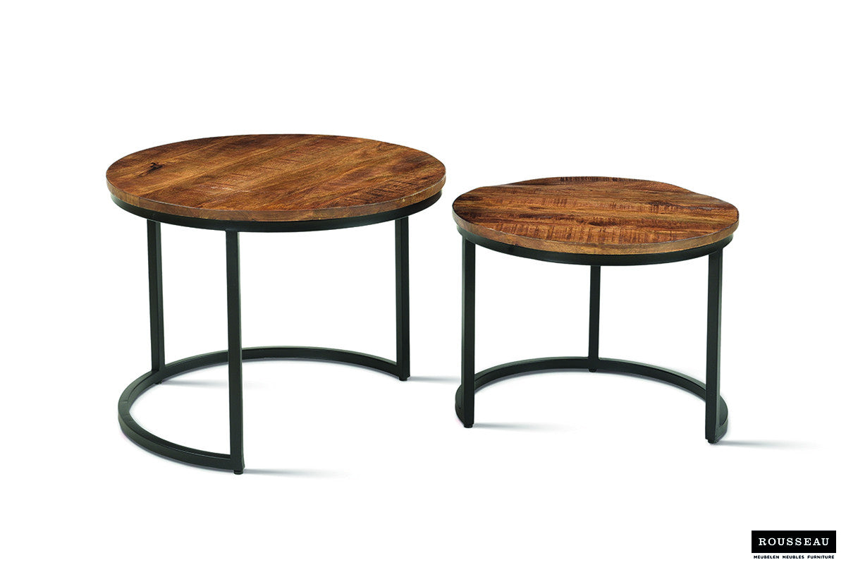 Rousseau - Table basse Goja 2 pièces en manguier - 38x50x50cm