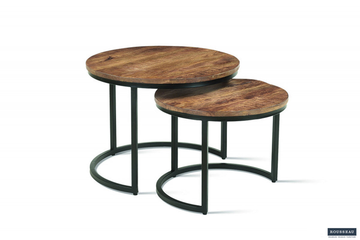 Rousseau - Table basse Goja 2 pièces en manguier - 38x50x50cm