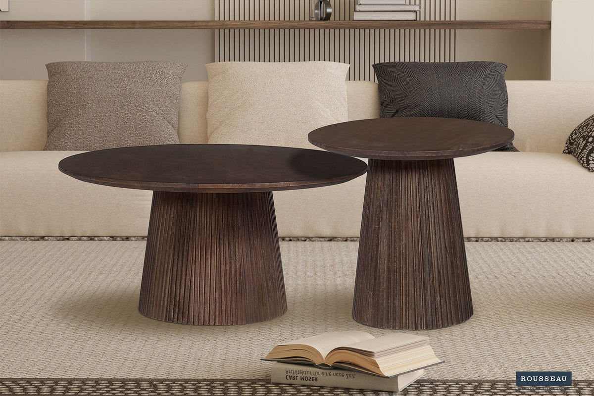 Rousseau - Salontafel Miguel 80 cm Rond Mango hout Donkerbruin - 38x80x80 cm