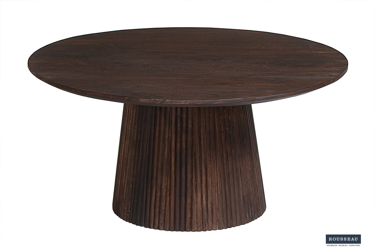 Rousseau - Salontafel Miguel 80 cm Rond Mango hout Donkerbruin - 38x80x80 cm