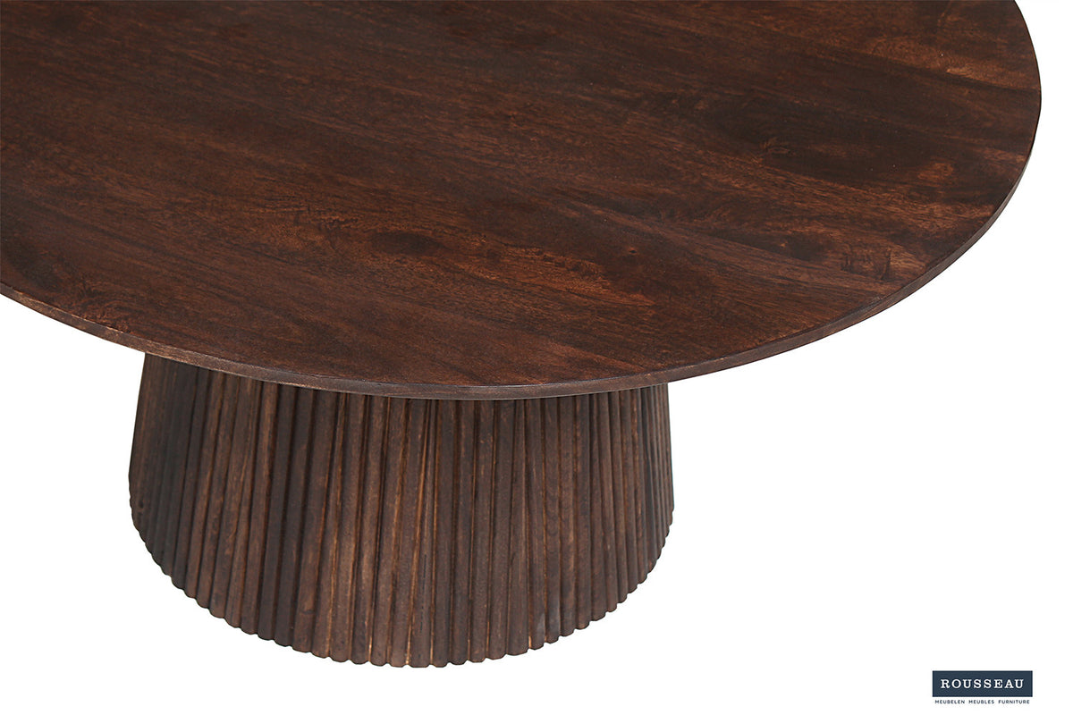Rousseau - Salontafel Miguel 80 cm Rond Mango hout Donkerbruin - 38x80x80 cm