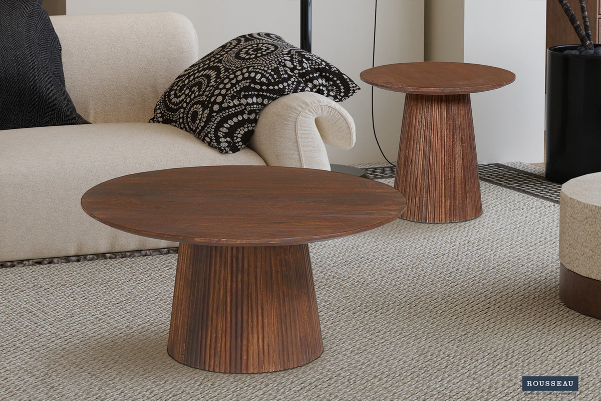 Rousseau - Salontafel Miguel 50 cm Rond Mango hout Lichtbruin - 46x50x50 cm