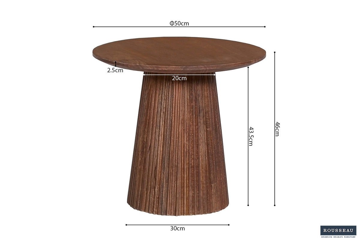 Rousseau - Salontafel Miguel 50 cm Rond Mango hout Lichtbruin - 46x50x50 cm