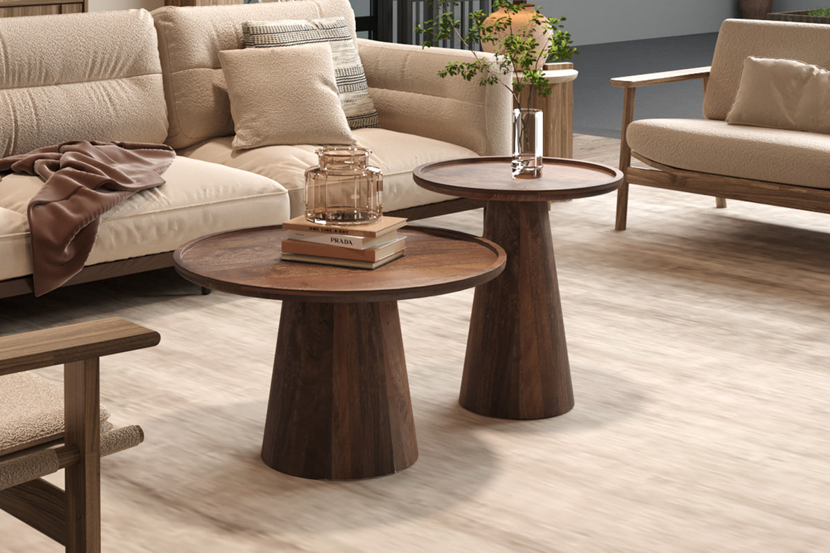Rousseau - Salontafel Jules 45x50 cm Rond Mango hout Lichtbruin - 50x45x45 cm